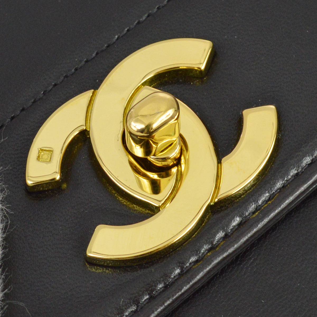 Chanel 1994-1996 Black Lambskin Mademoiselle Straight Flap Handbag