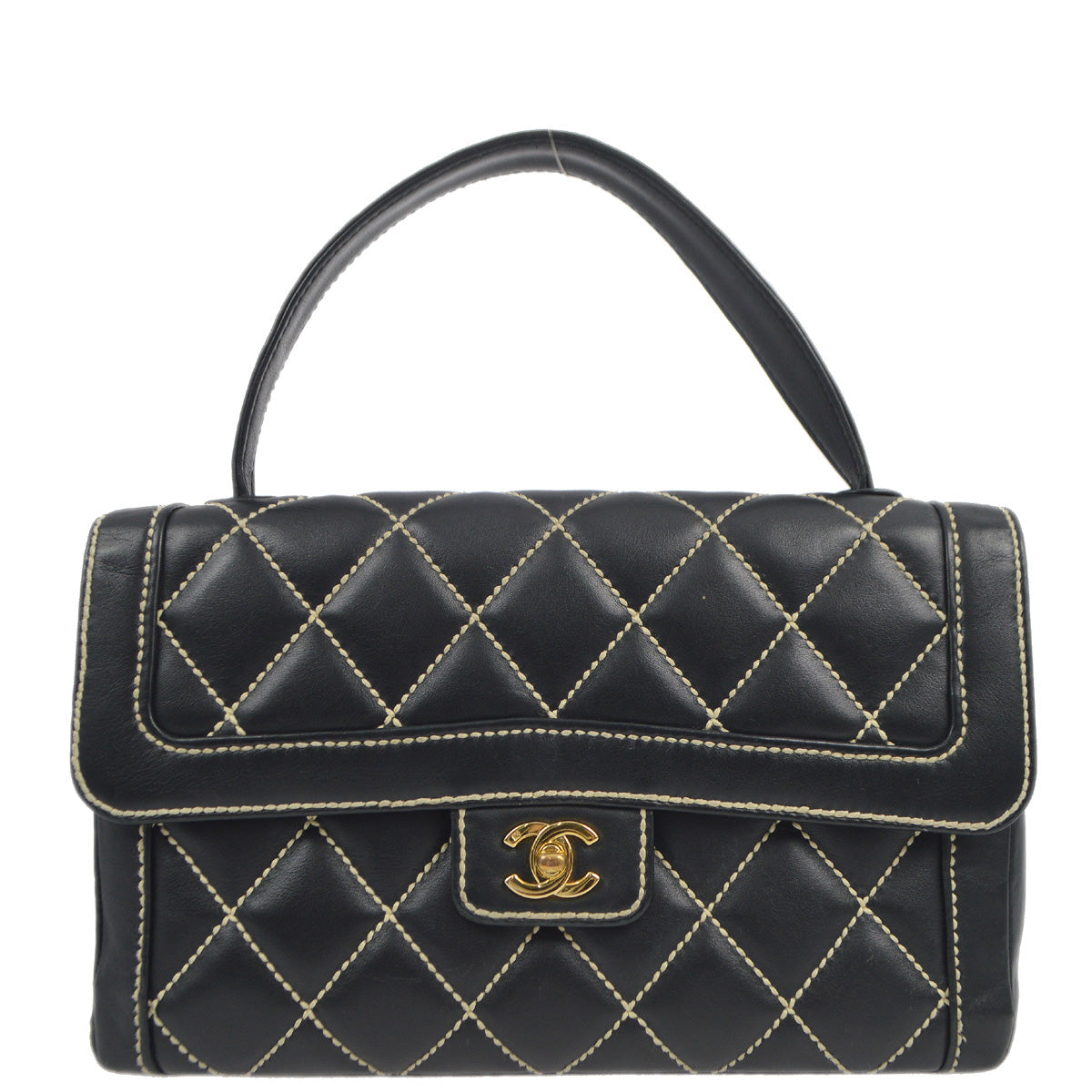 Chanel 2004-2005 Black Calfskin Wild Stitch Handbag
