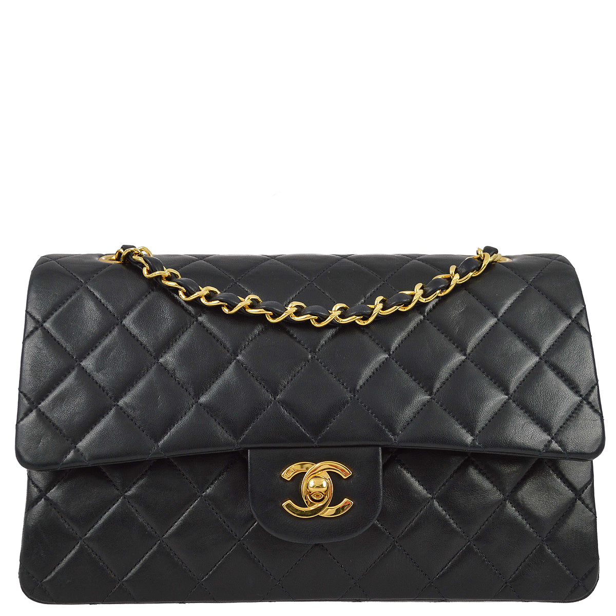 Chanel 1991-1994 Black Lambskin Medium Classic Double Flap Bag