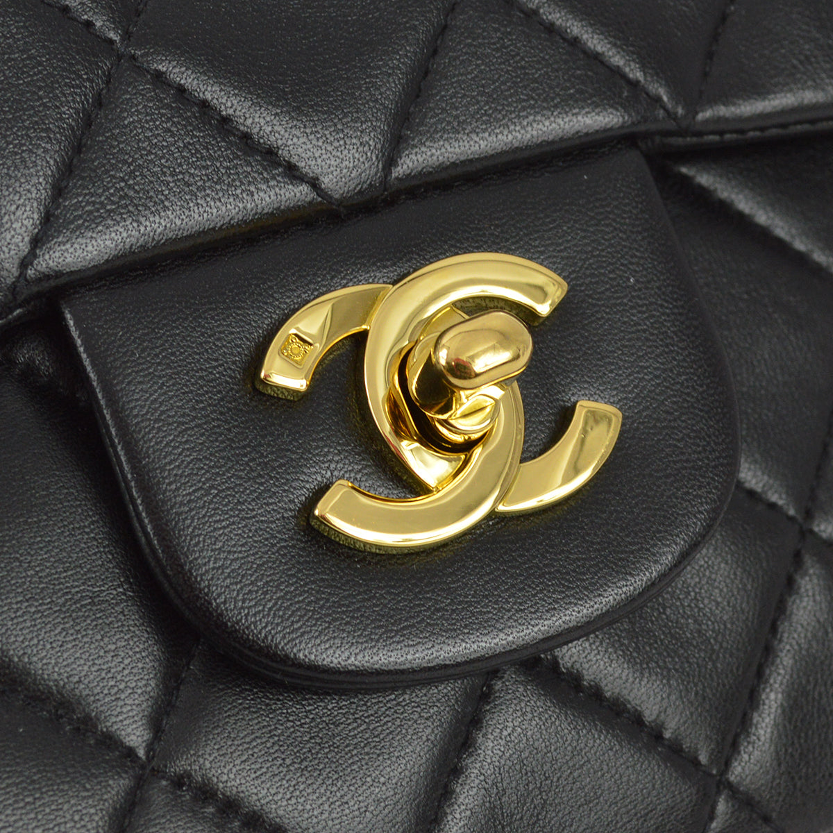 Chanel 1994-1996 Black Lambskin Medium Classic Double Flap Bag