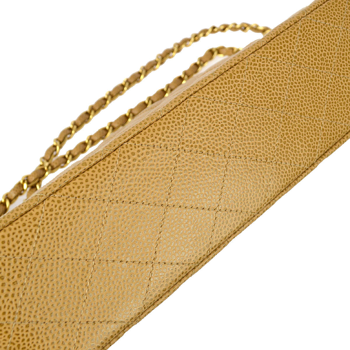 Chanel 2001-2003 Beige Caviar Medium Classic Double Flap Bag SHW