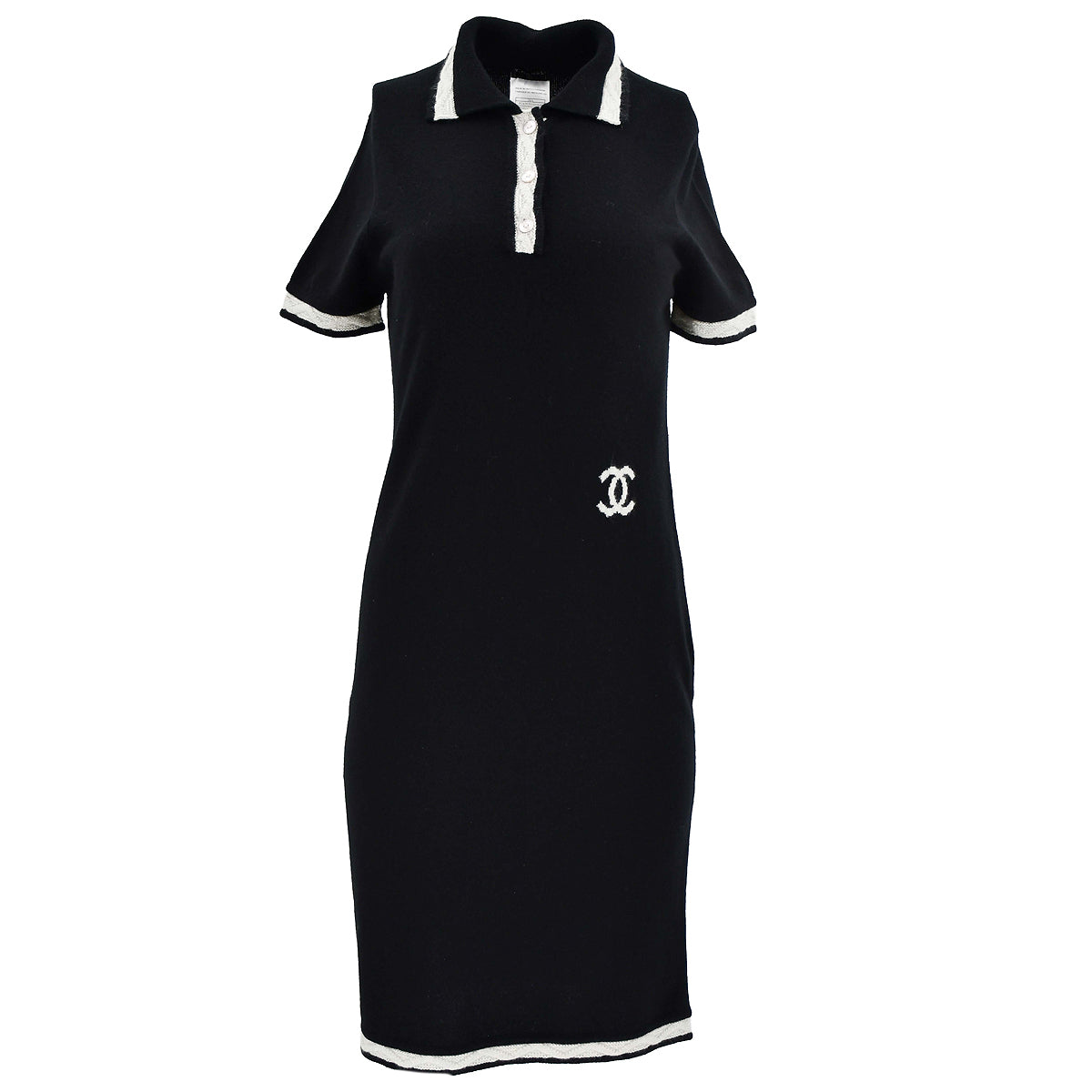 Chanel 2004 fall CC-logo cashmere polo dress #40