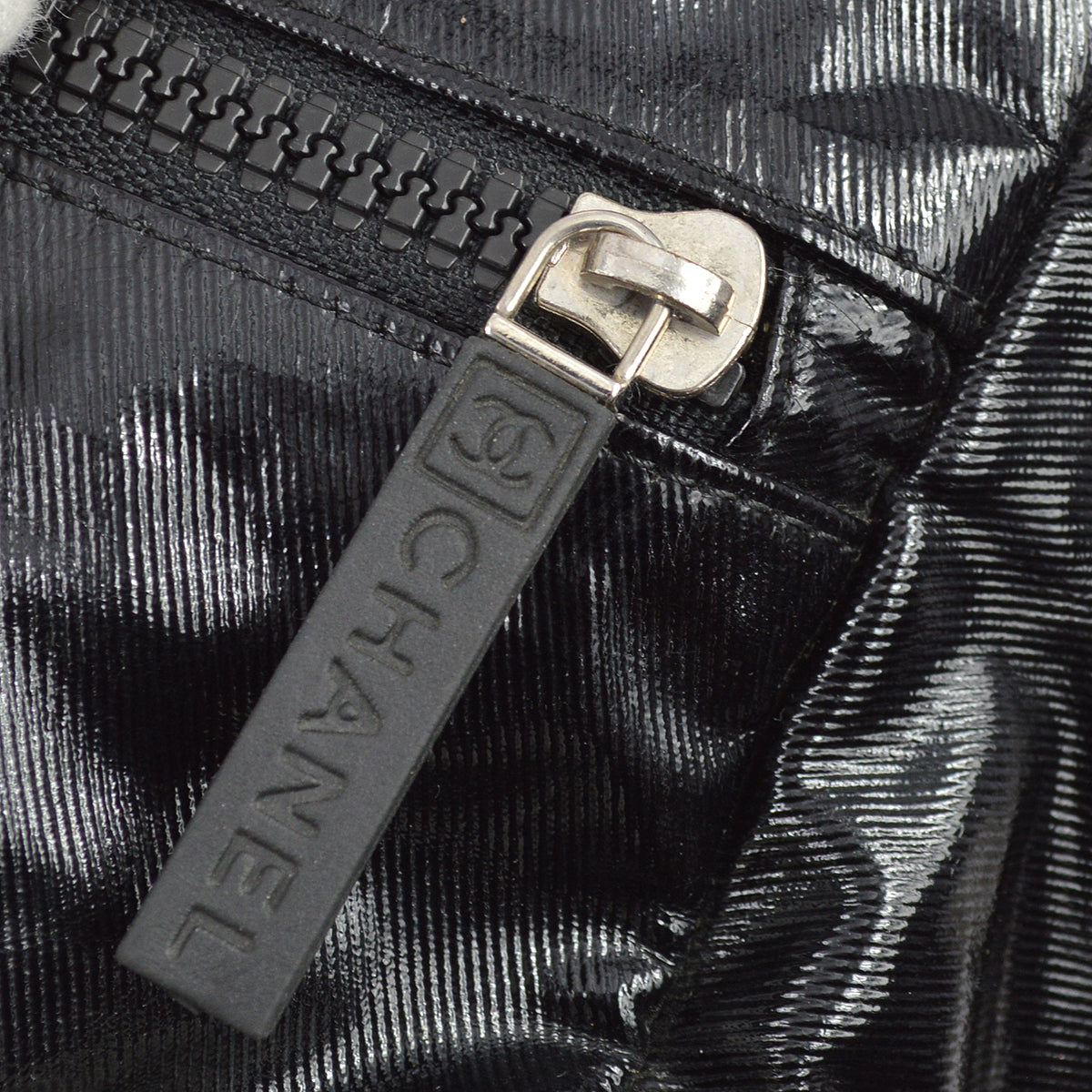 Chanel 2006-2008 Sports Line Black Vinyl Gym Bag 35