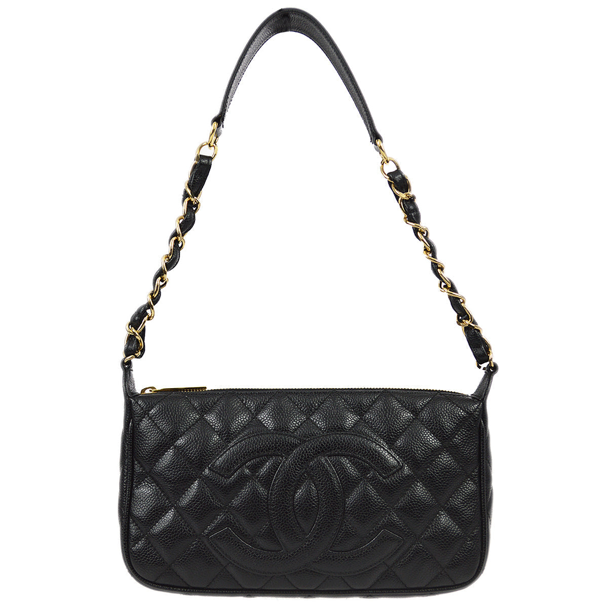 Chanel 2003-2004 Black Caviar Shoulder Bag