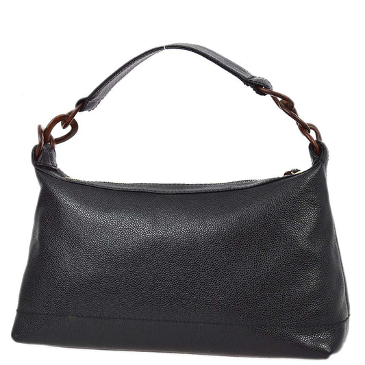 Chanel 2001-2003 Black Caviar Acrylic Chain Shoulder Bag