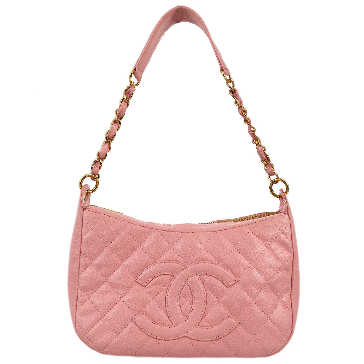 Chanel 2003-2004 Pink Caviar Hobo Shoulder Bag
