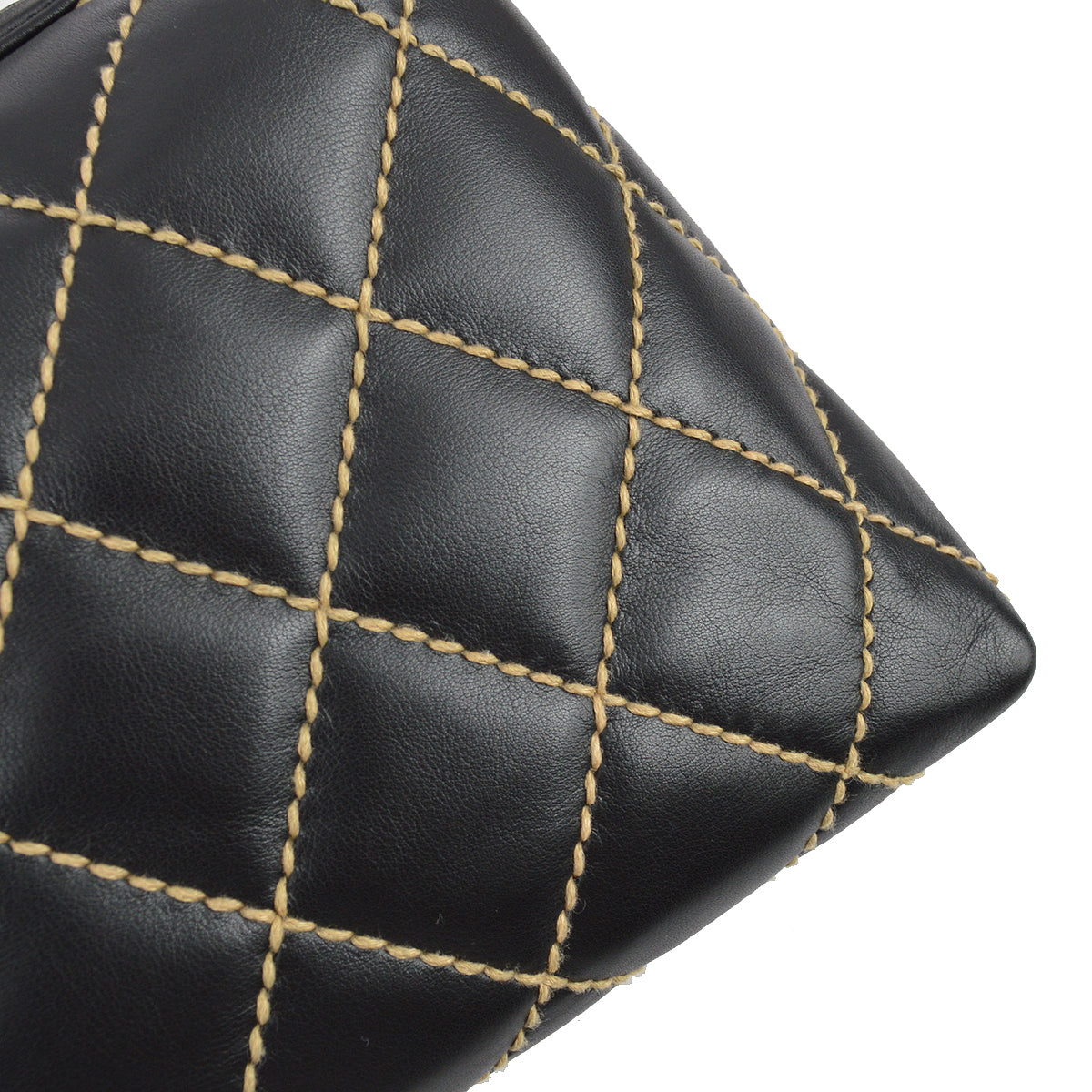 Chanel 2003-2004 Black Calfskin Wild Stitch Hobo Handbag