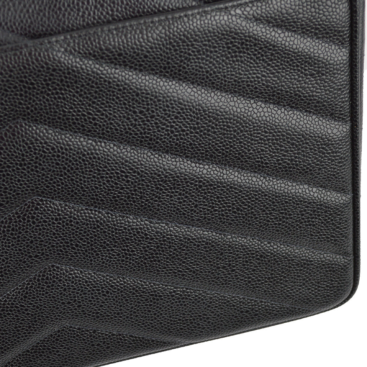Chanel 1994-1996 Black Caviar Jumbo Chevron Letter Flap Bag
