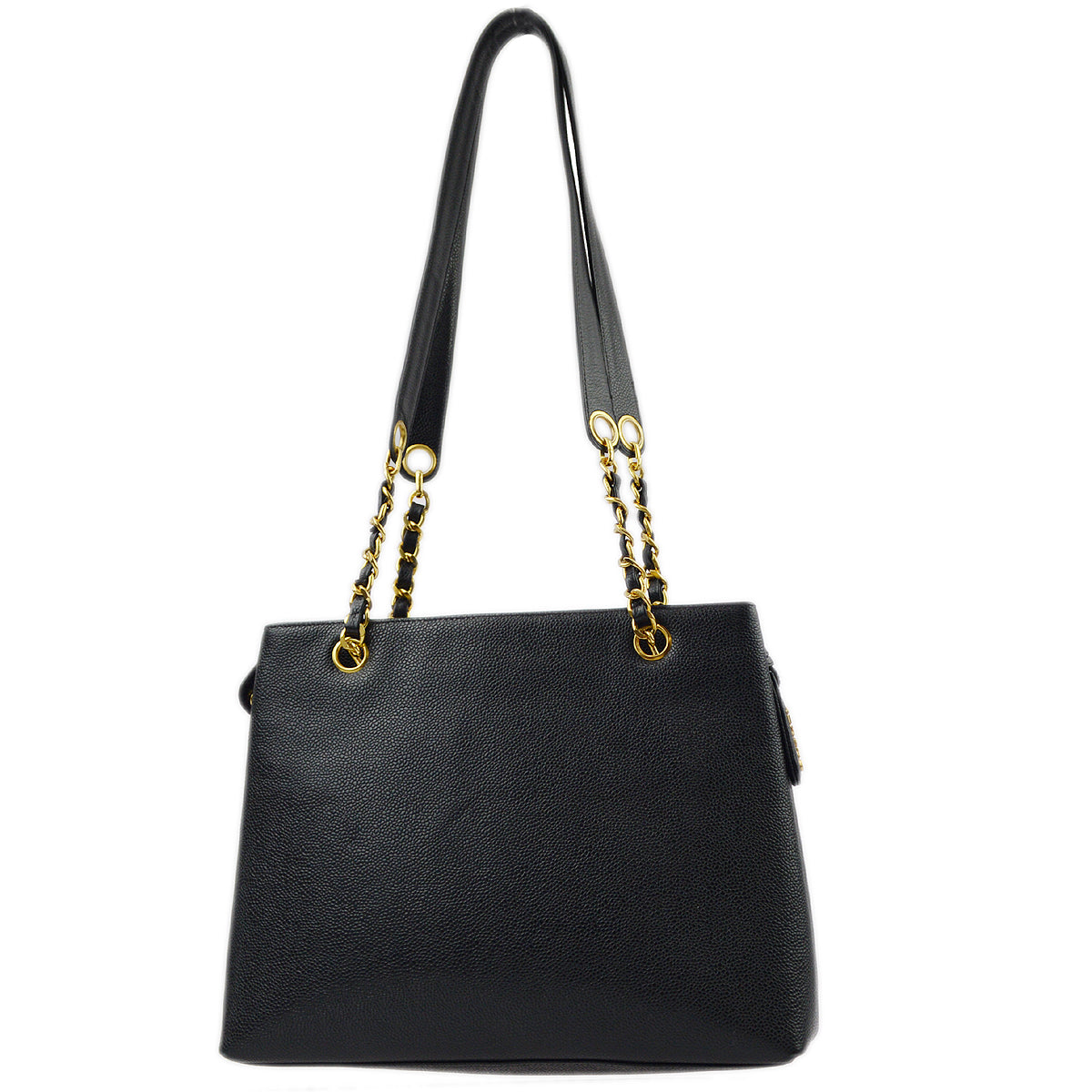 Chanel Black Caviar Chain Shoulder Tote Bag