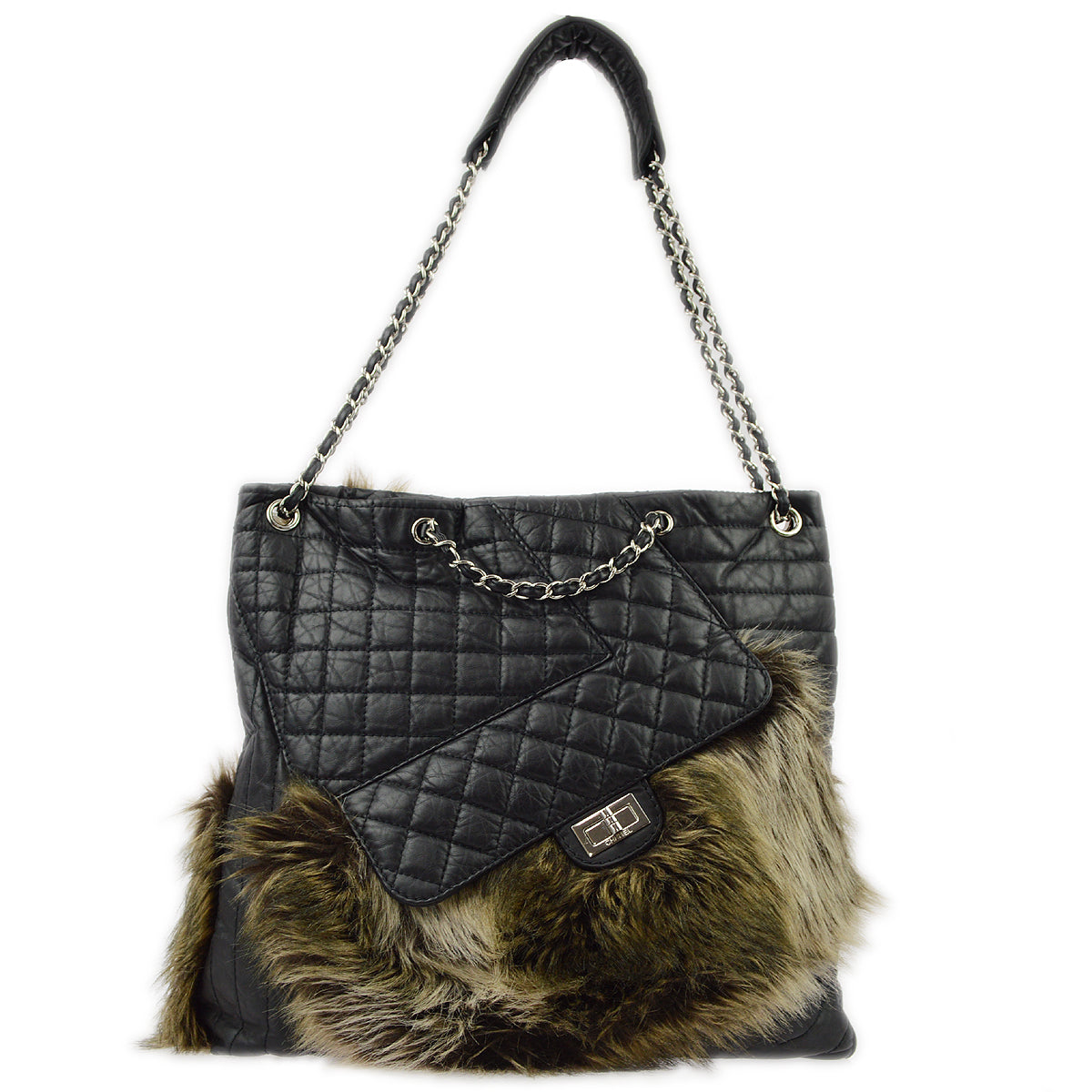 Chanel Black Lambskin Mademoiselle Lock Shoulder Bag