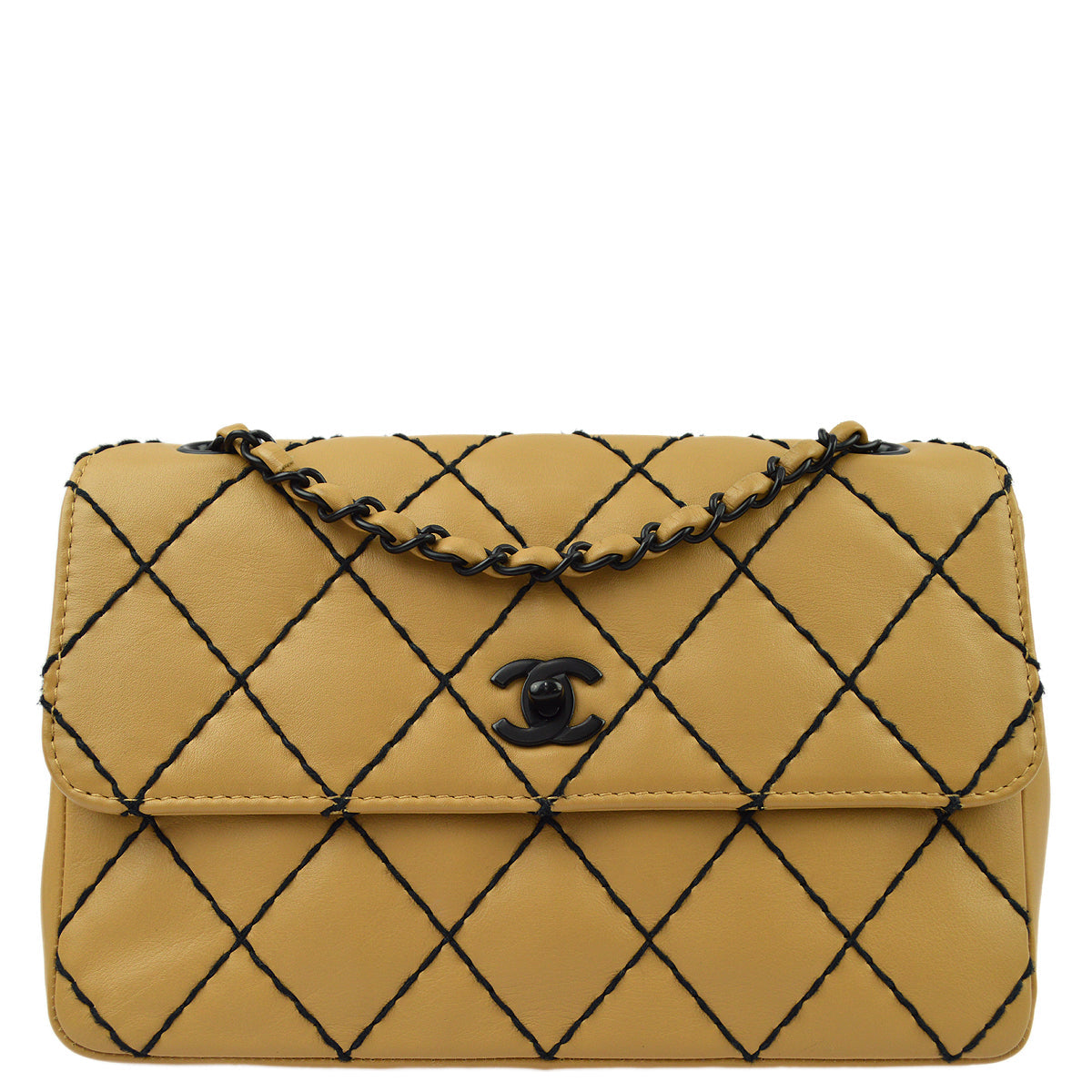 Chanel 2000-2001 Calfskin Medium Wild Stitch Straight Flap Bag