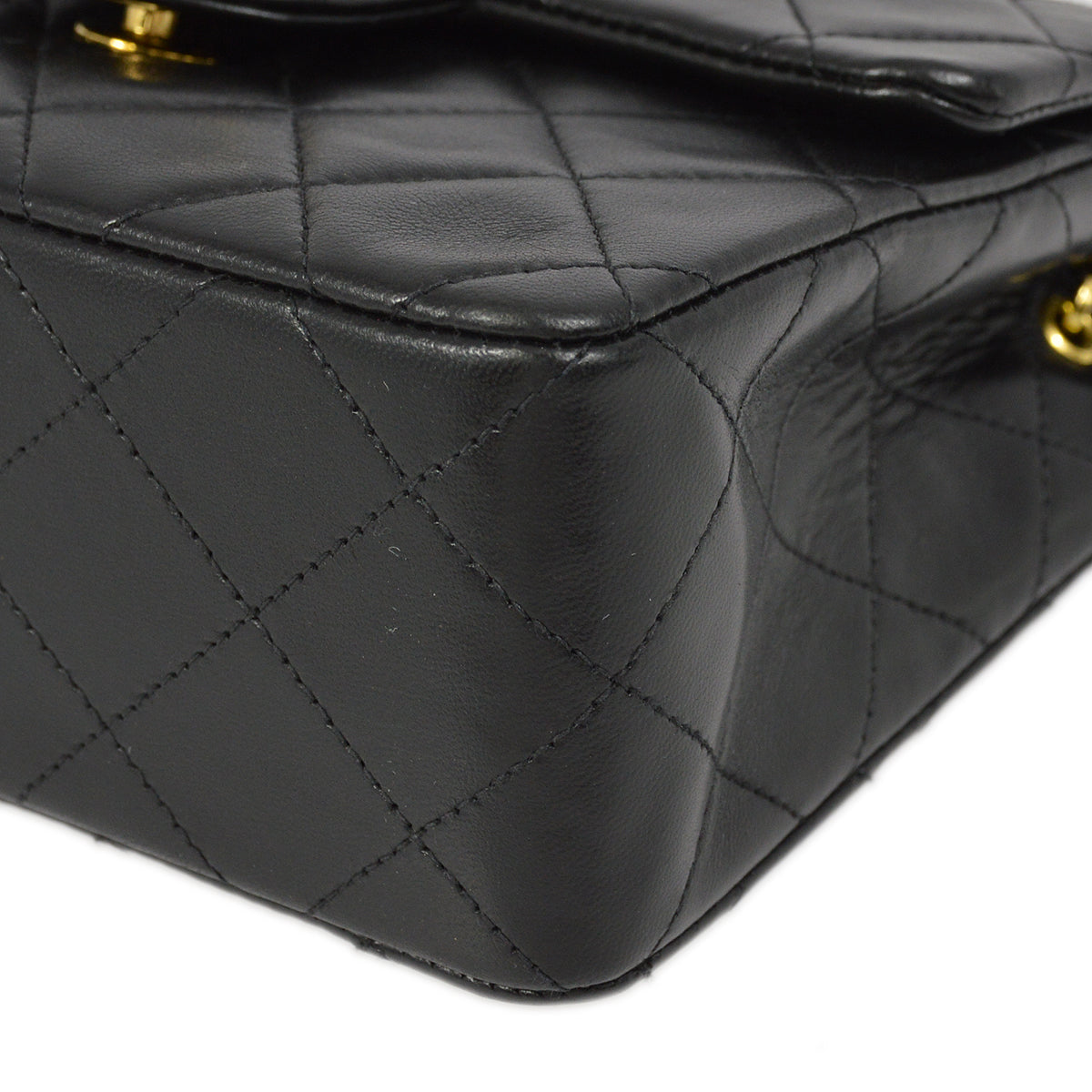 Chanel Black Lambskin Mini Classic Square Flap Shoulder Bag 17