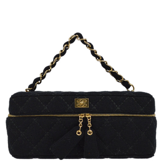 Chanel 2001-2003 Black Cotton Wild Stitch Vanity Handbag