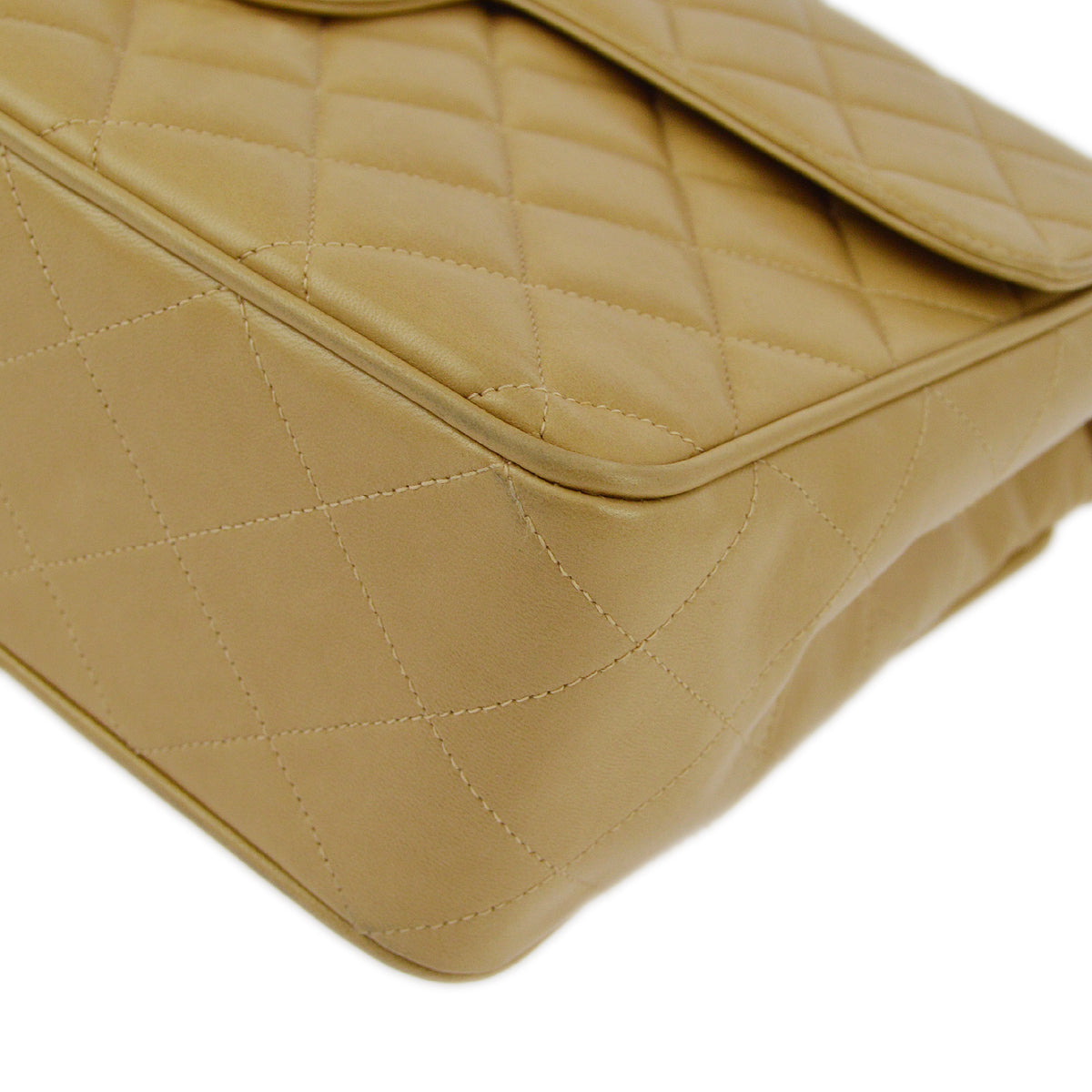 Chanel 1994-1996 Beige Lambskin Jumbo Classic Flap Bag
