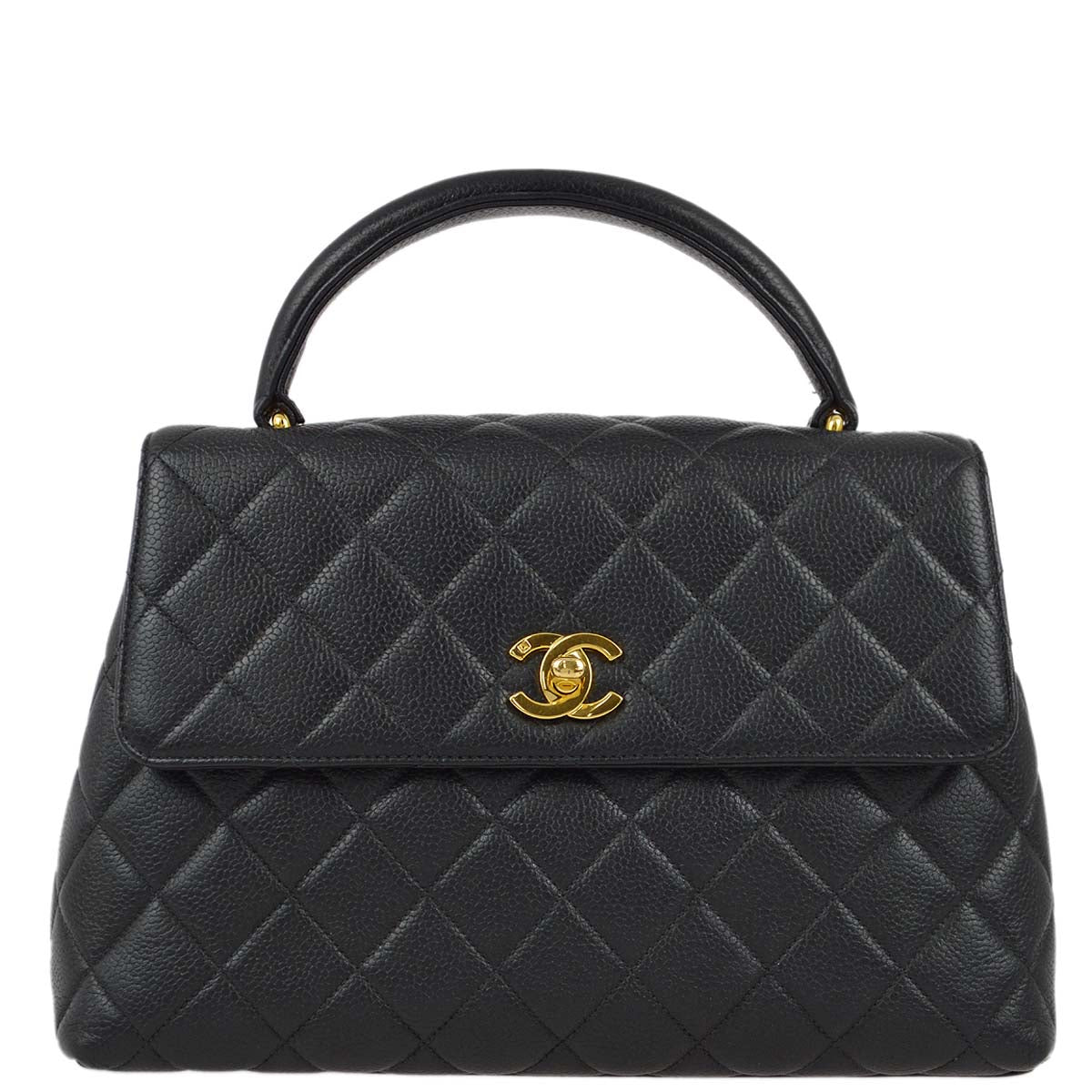 Chanel 1996-1997 Black Caviar Kelly Handbag