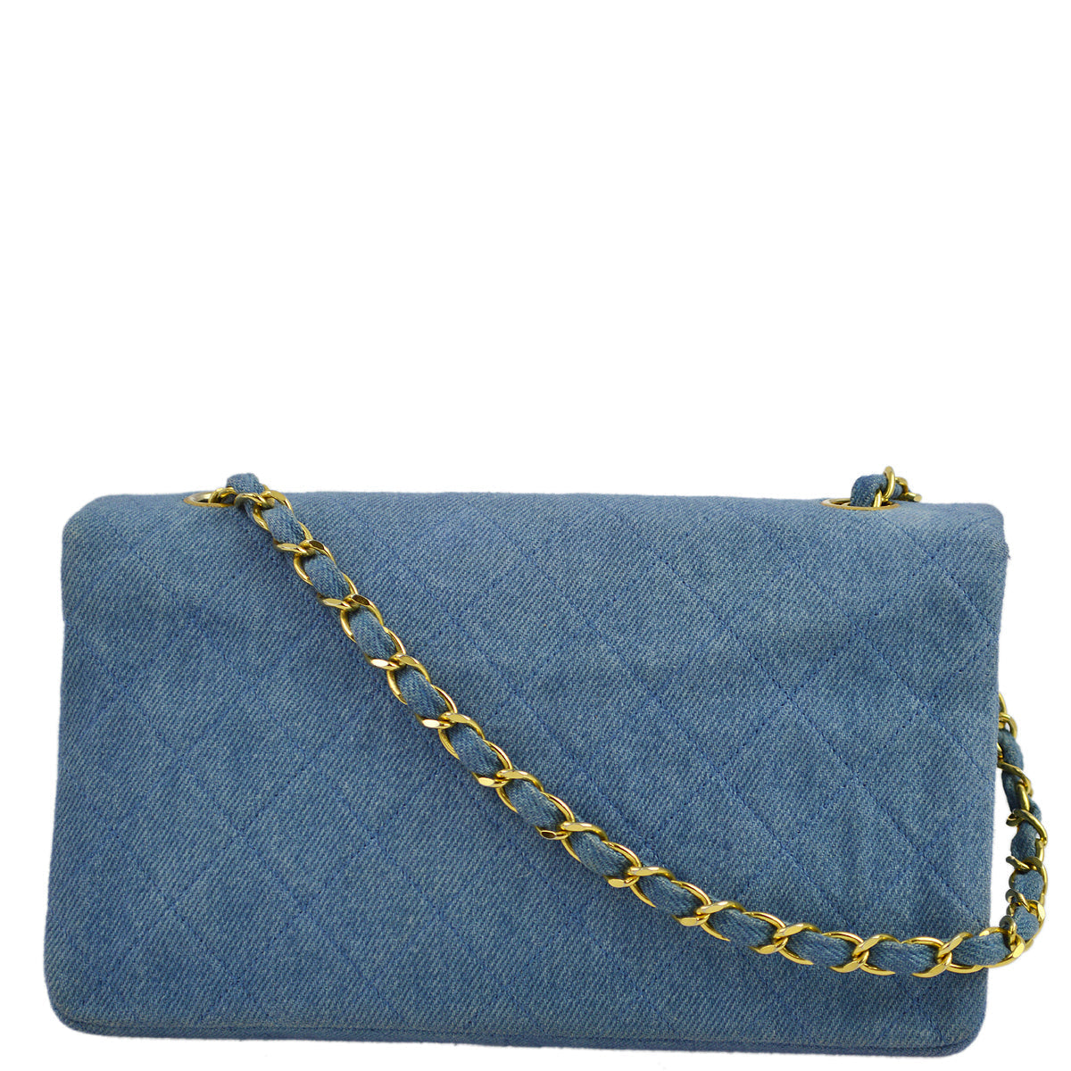 Chanel 1989-1991 Denim Turnlock Small Full Flap Bag