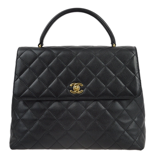 Chanel 2001-2003 Black Caviar Top Handle Handbag