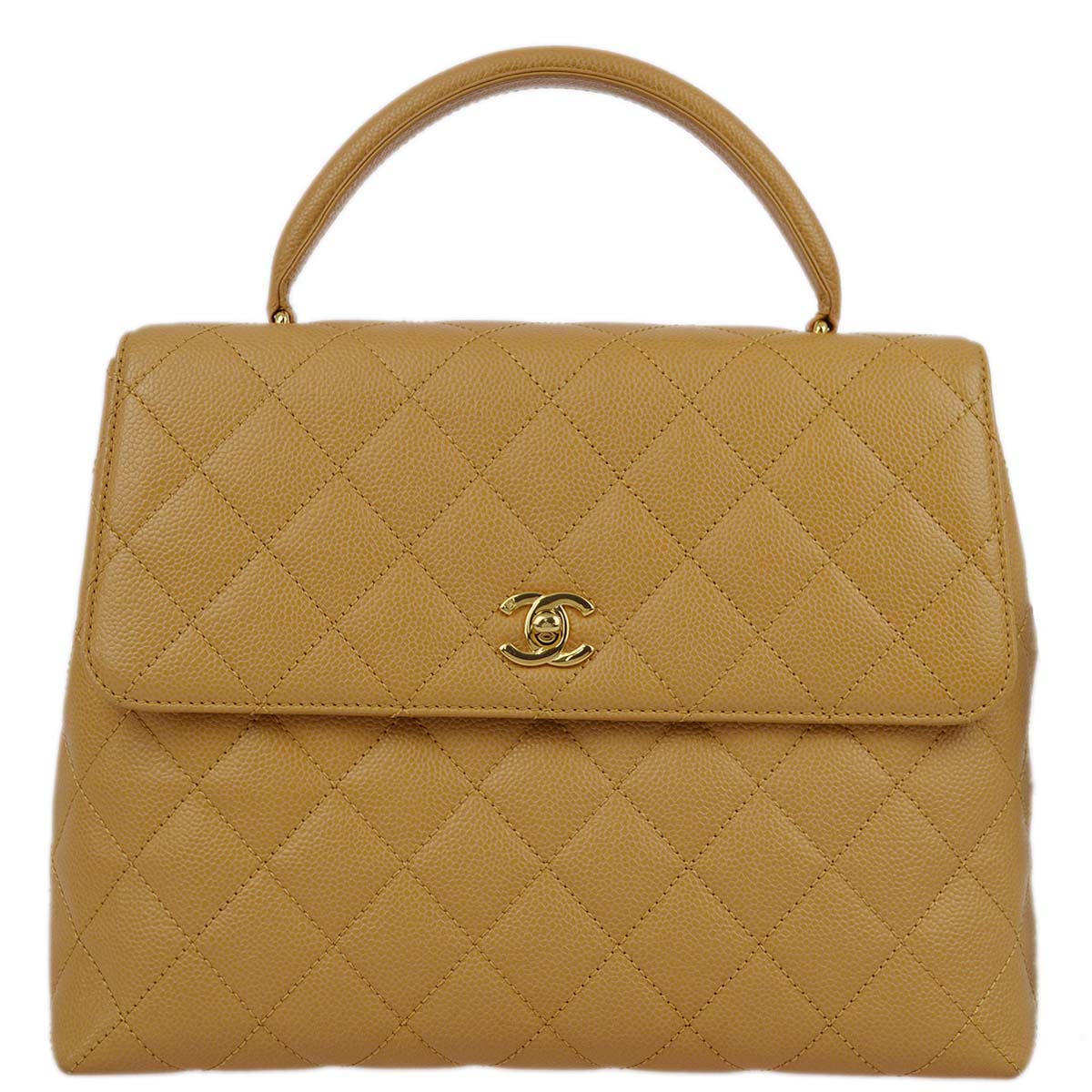 Chanel 2003-2004 Beige Caviar Kelly Handbag