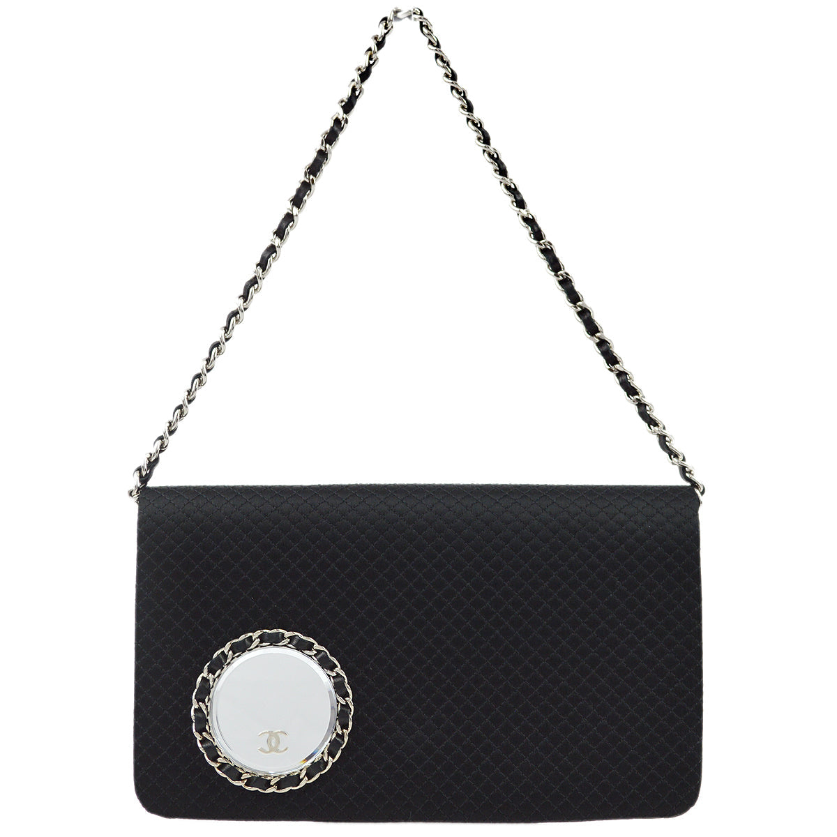 Chanel 2004-2005 Black Satin Chain Handbag