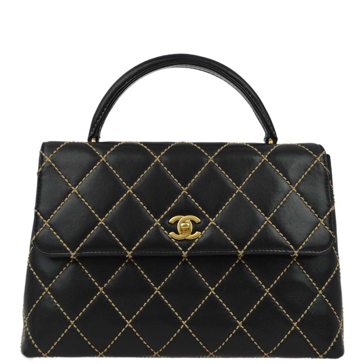 Chanel 2004-2005 Black Calfskin Wild Stitch Kelly Handbag