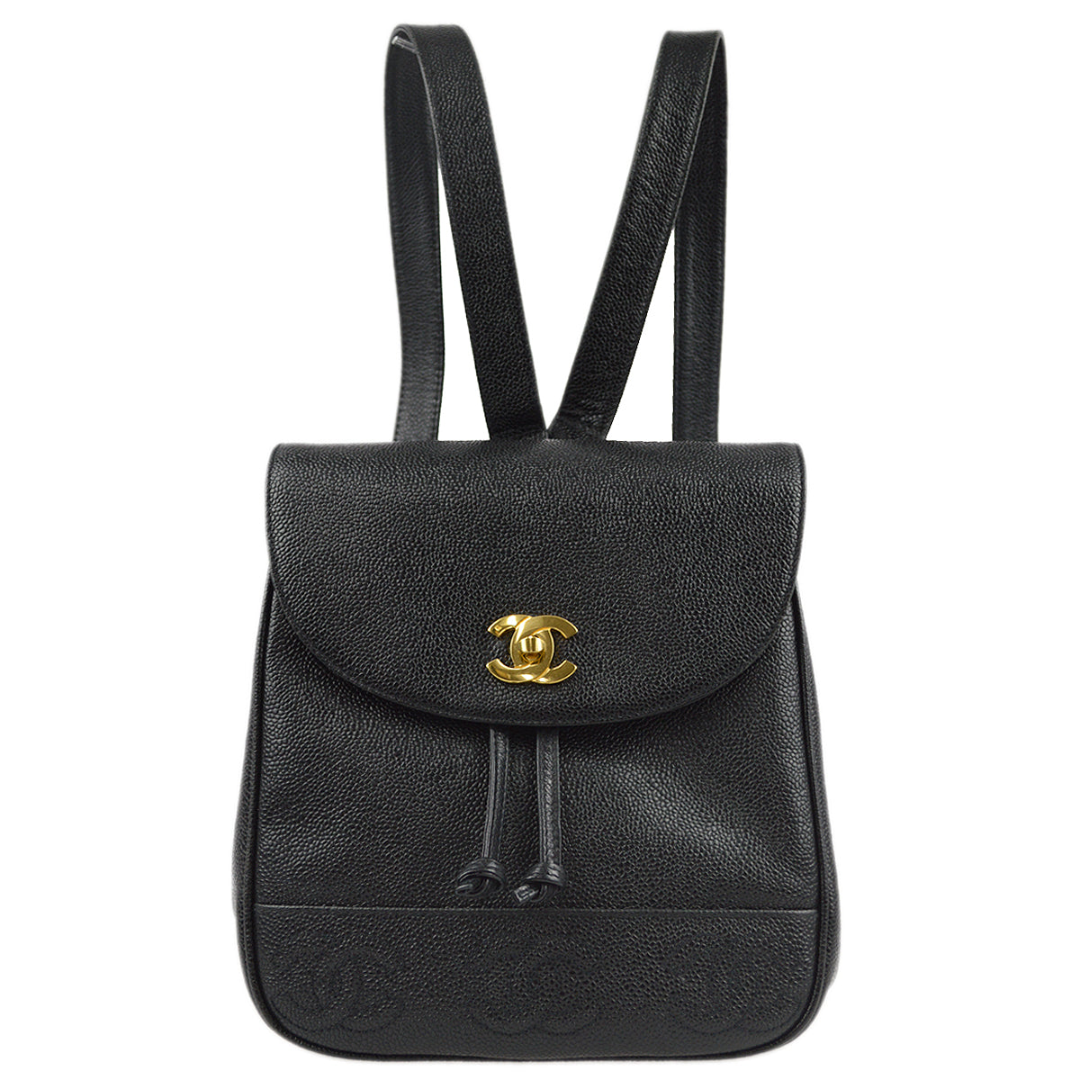 Chanel 1996-1997 Black Caviar Triple CC Backpack