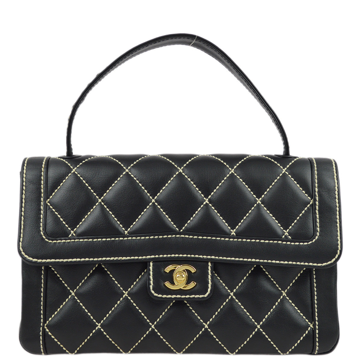 Chanel 2004-2005 Black Calfskin Wild Stitch Handbag