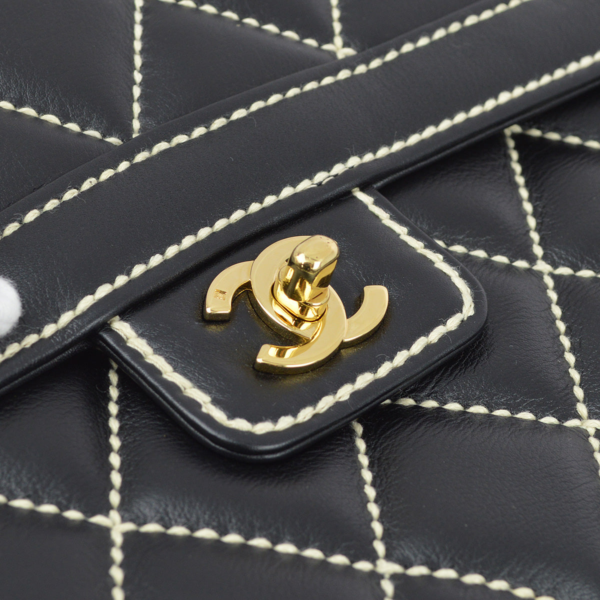 Chanel 2004-2005 Black Calfskin Wild Stitch Handbag
