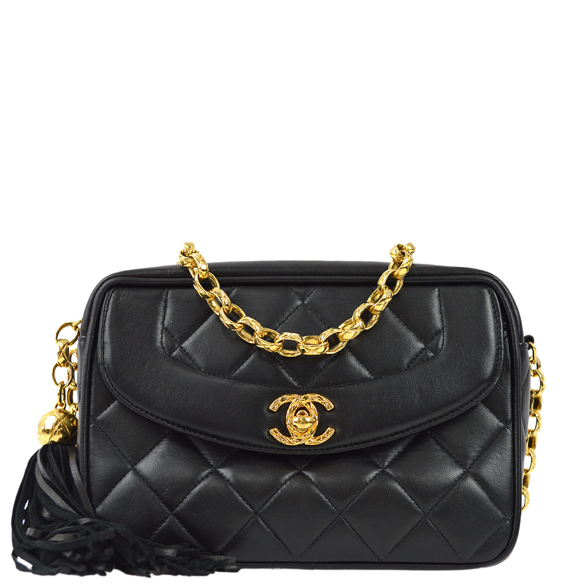 Chanel 1991-1994 Black Lambskin Camera Bag Mini