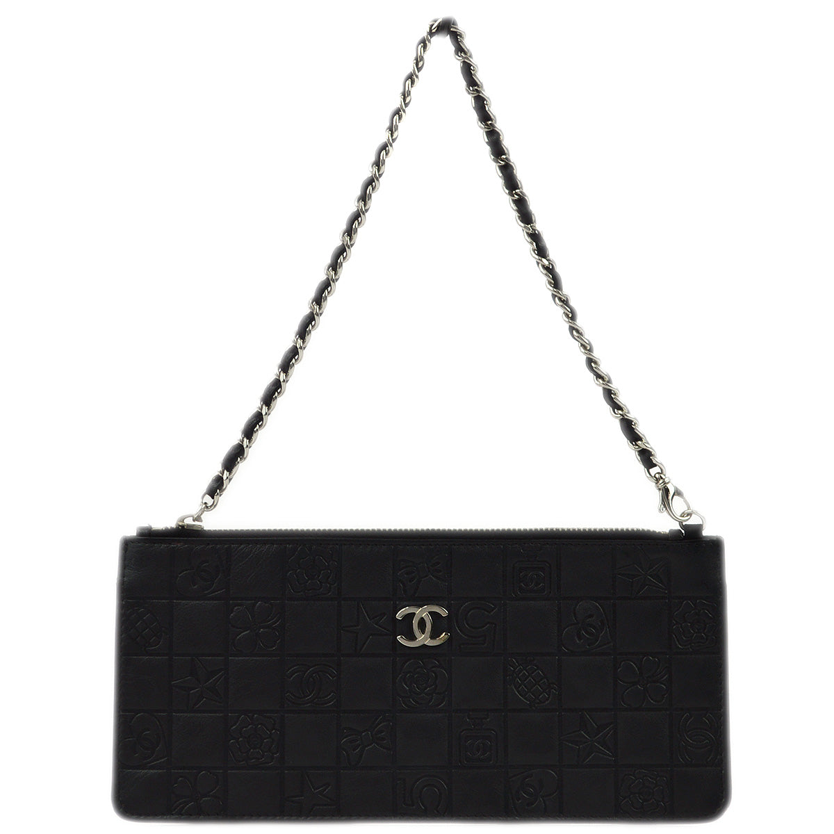 Chanel 2004-2005 Black Lambskin Icon Chain Handbag