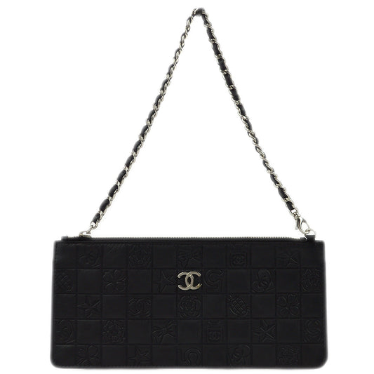 Chanel 2004-2005 Black Lambskin Icon Chain Handbag