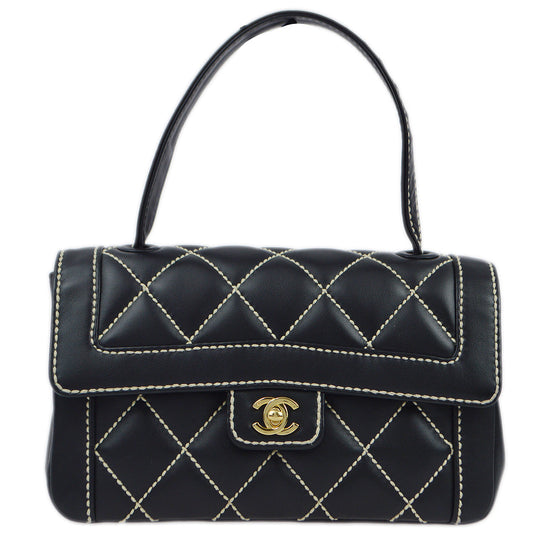 Chanel 2004-2005 Black Calfskin Wild Stitch Handbag