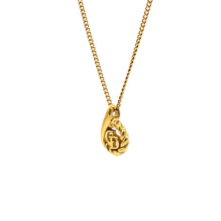 Dior Necklace CD Drop Motif GP Plated Gold Women's