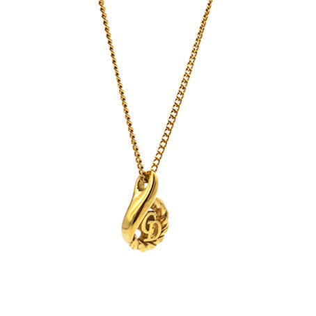Dior Necklace CD Drop Motif GP Plated Gold Women's