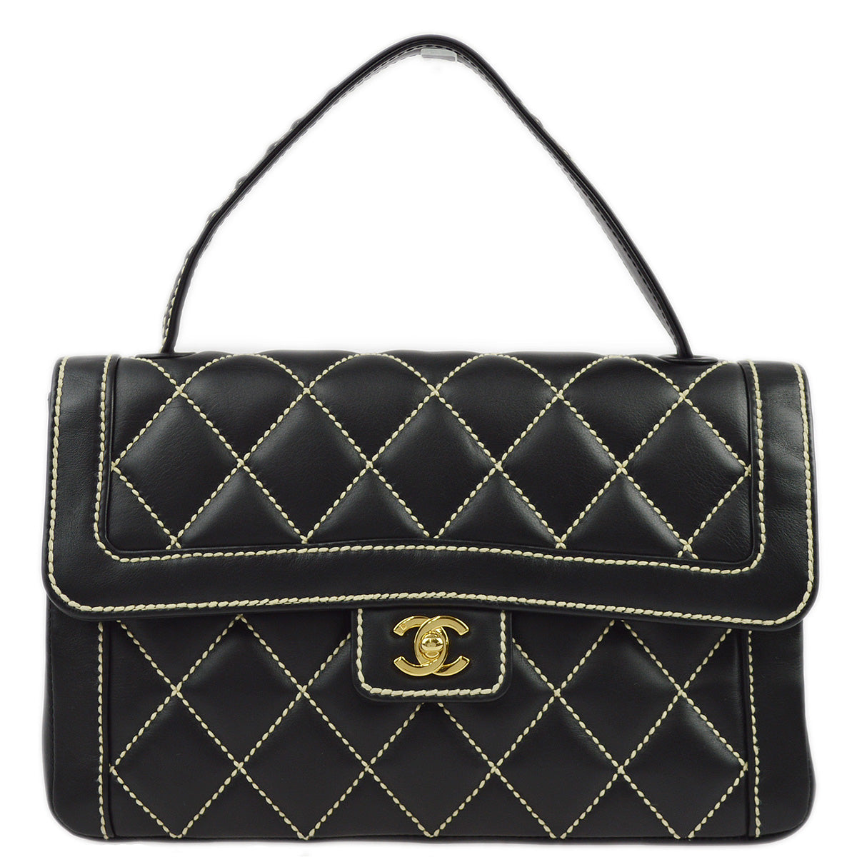Chanel 2004-2005 Black Calfskin Wild Stitch Handbag