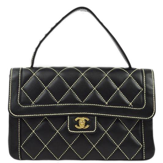 Chanel 2004-2005 Black Calfskin Wild Stitch Handbag