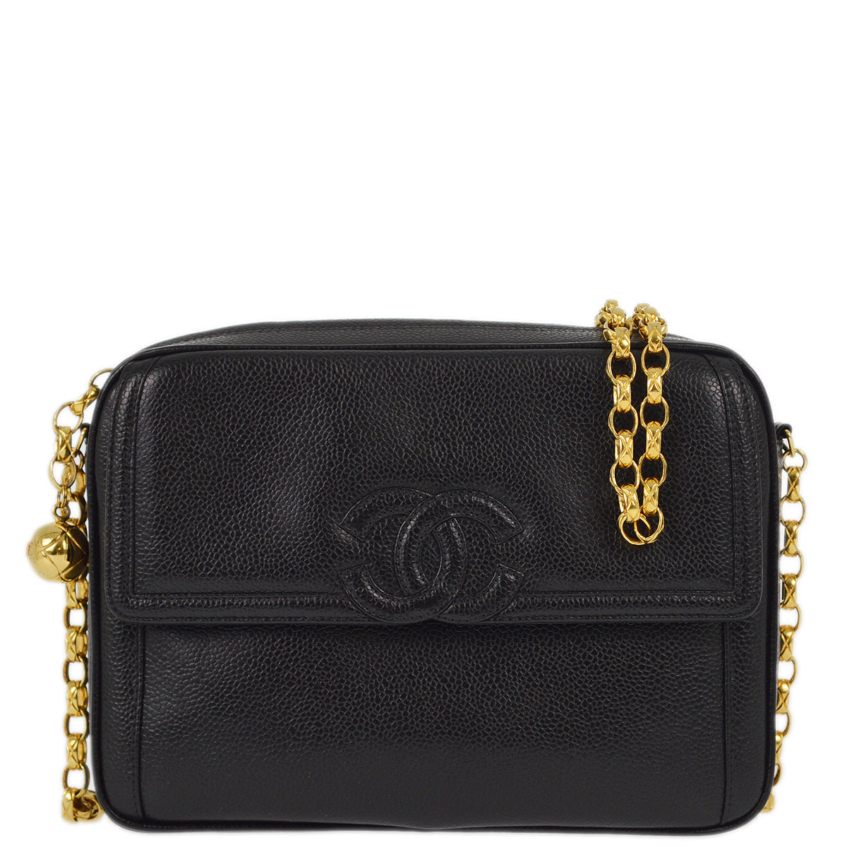 Chanel 1991-1994 Black Caviar Camera Bag Small