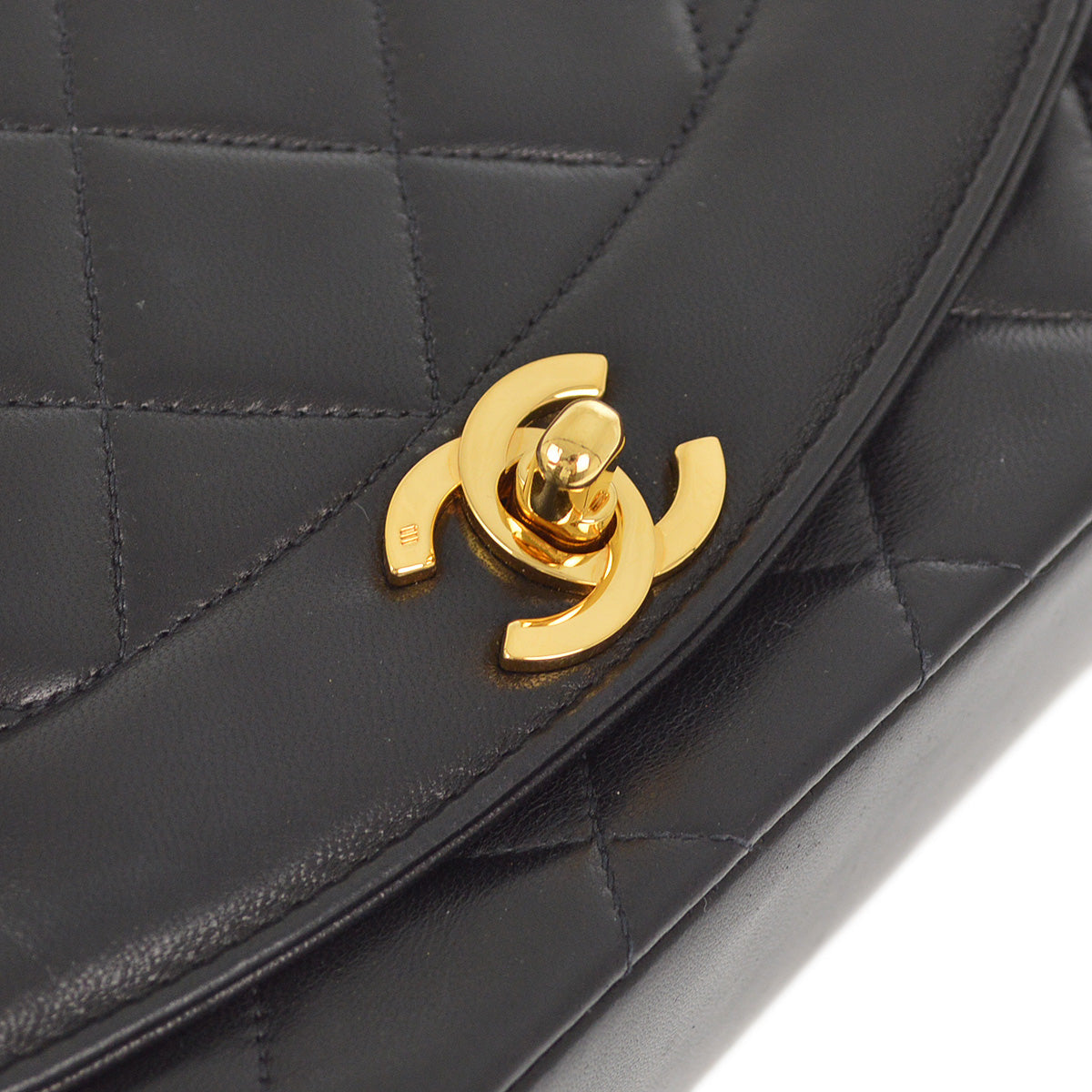 Chanel 1991-1994 Black Lambskin Small Diana Shoulder Bag