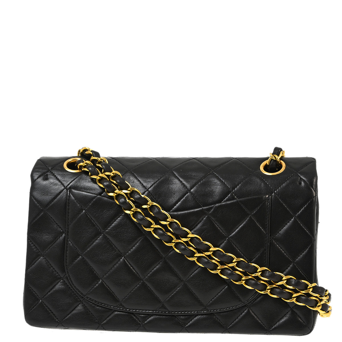 Chanel 1994-1996 Black Lambskin Small Classic Double Flap Shoulder Bag