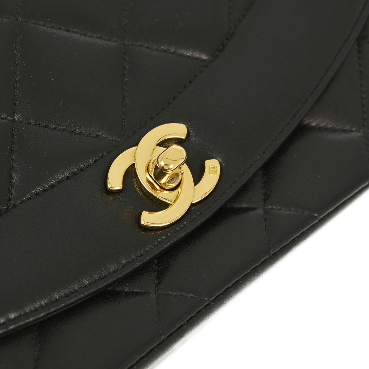 Chanel 1994-1996 Black Lambskin Small Diana Shoulder Bag