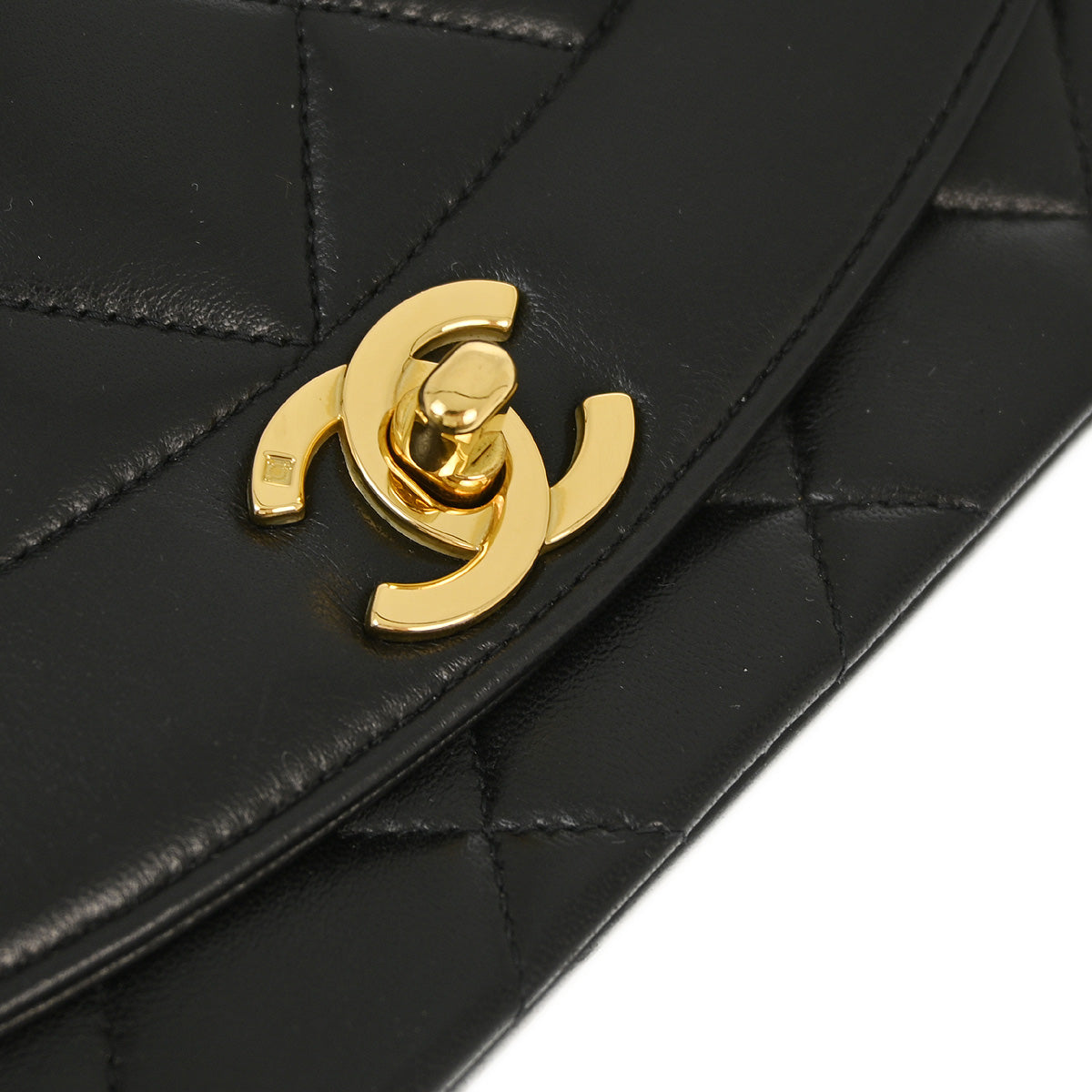 Chanel 1994-1996 Black Lambskin Small Diana Shoulder Bag
