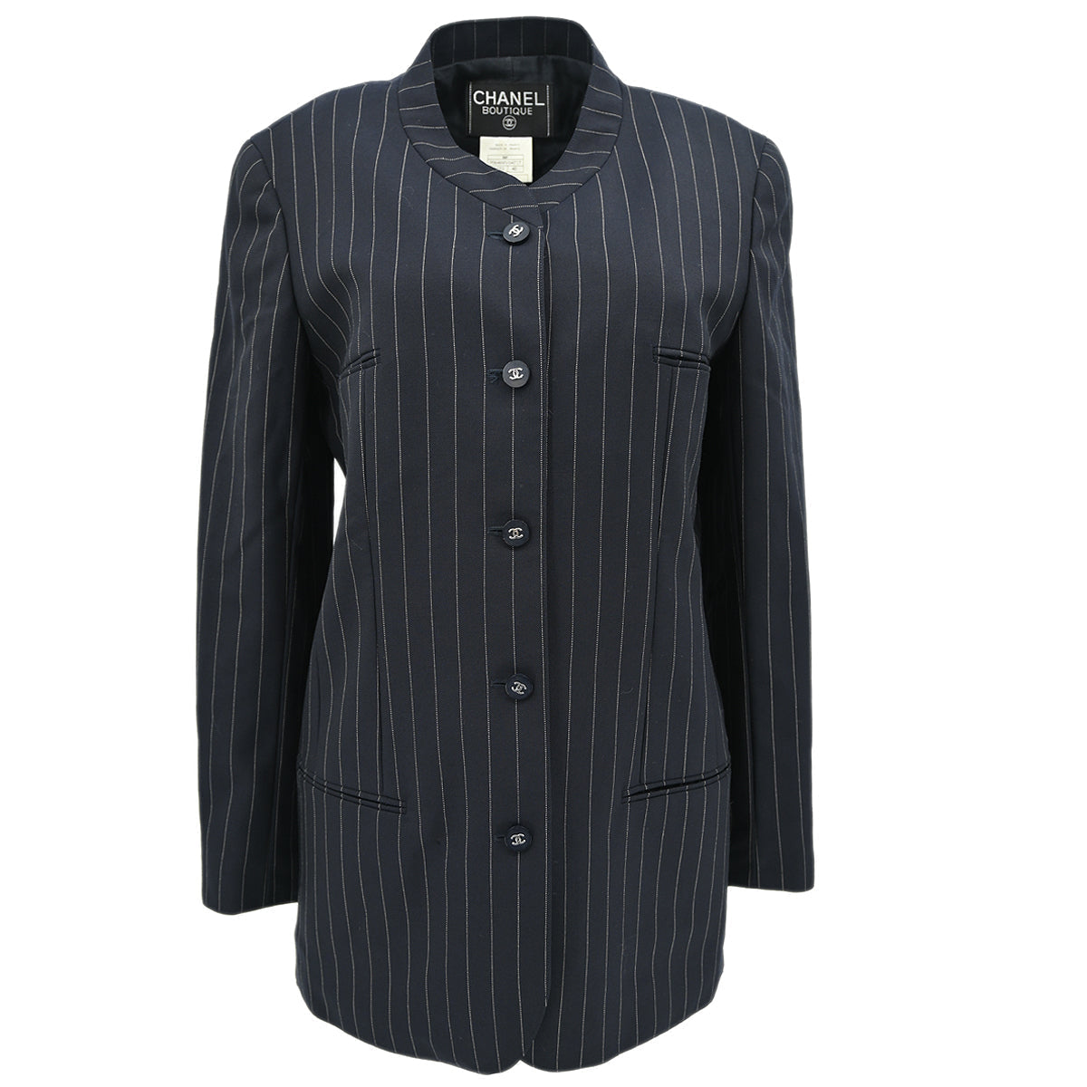 Chanel 1996 Single Breasted Jacket Navy #40