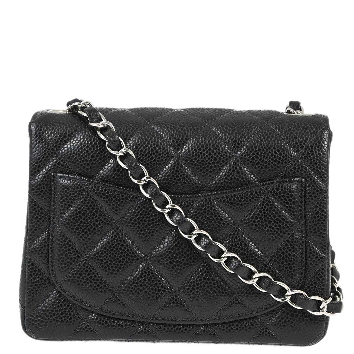 Chanel 2004-2005 Black Caviar Mini Classic Square Flap Shoulder Bag 17