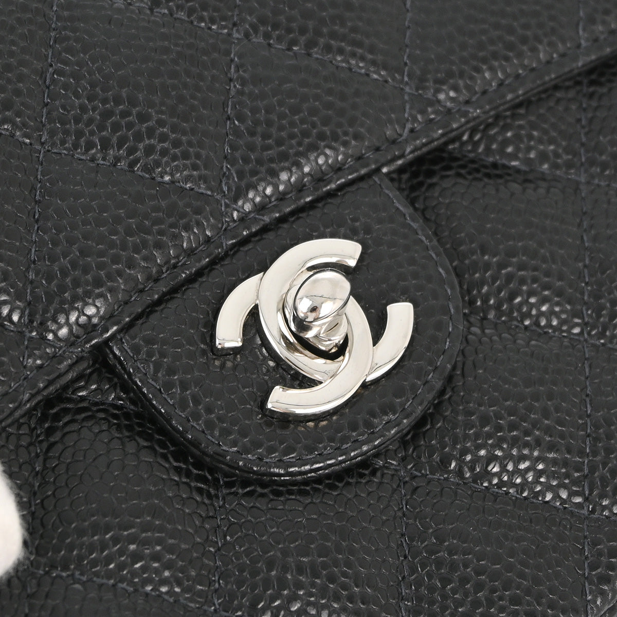 Chanel 2004-2005 Black Caviar Mini Classic Square Flap Shoulder Bag 17