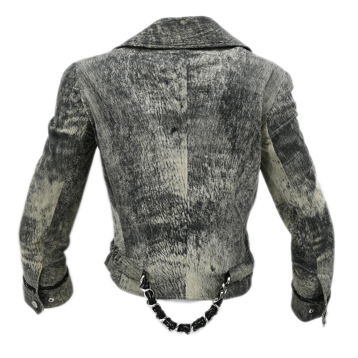 Chanel 2006 Zip Up Leather Jacket Gray 06P #36
