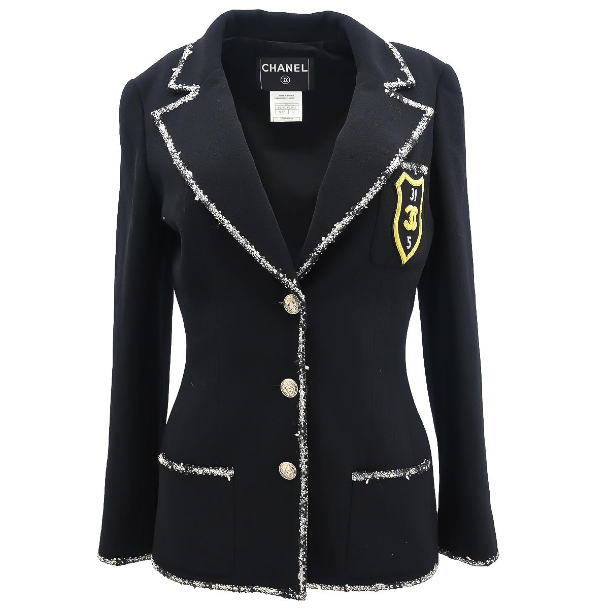 Chanel 2005 Emblem Single Breasted Jacket Black #36