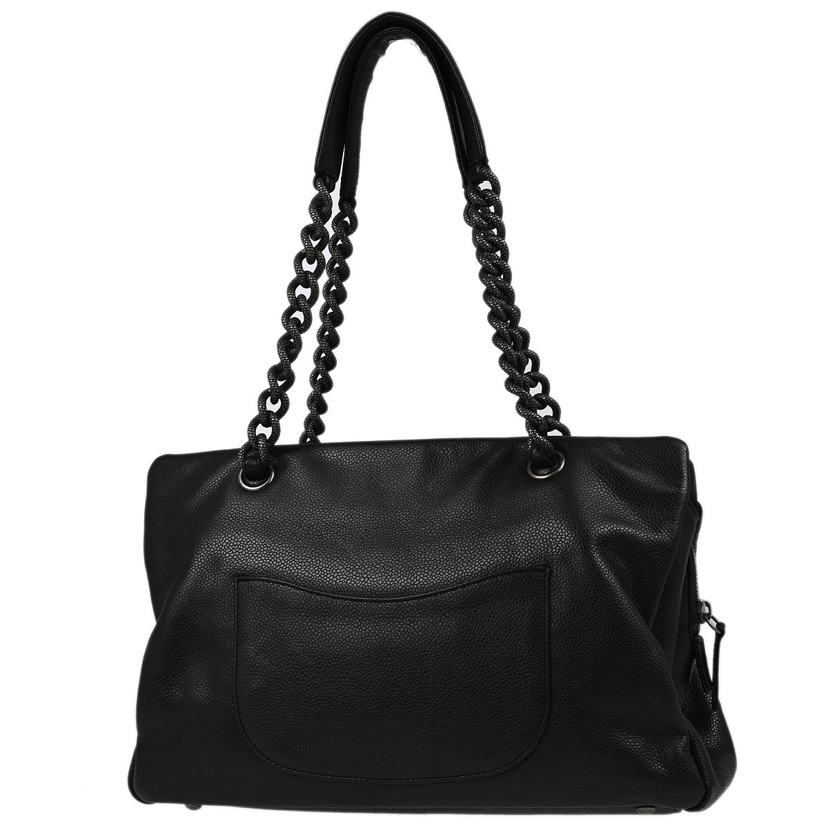 Chanel Black Caviar Chain Shoulder Tote Bag