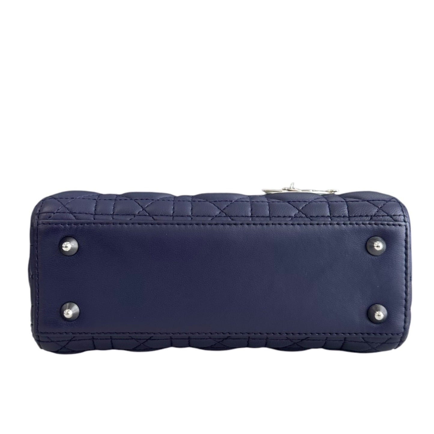 Dior Lady Small - Cannage Lambskin Dark Blue Silver Hardware