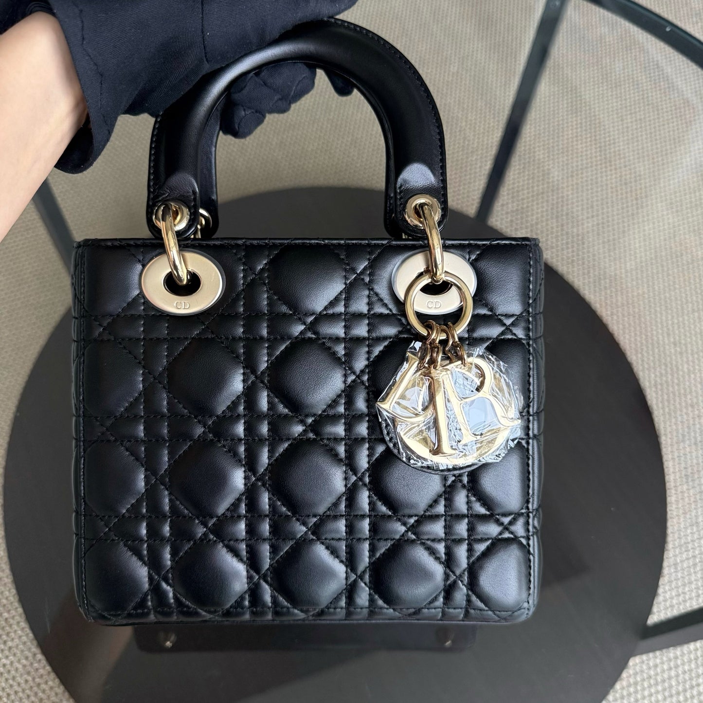 Dior Lady Small Flap - Cannage Lambskin Black Gold Hardware NO STRAP