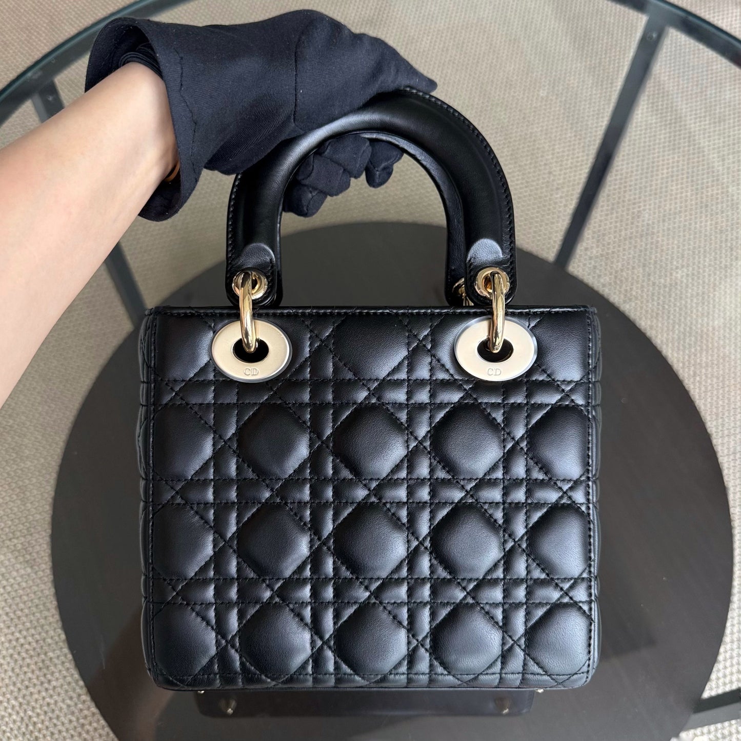Dior Lady Small Flap - Cannage Lambskin Black Gold Hardware NO STRAP