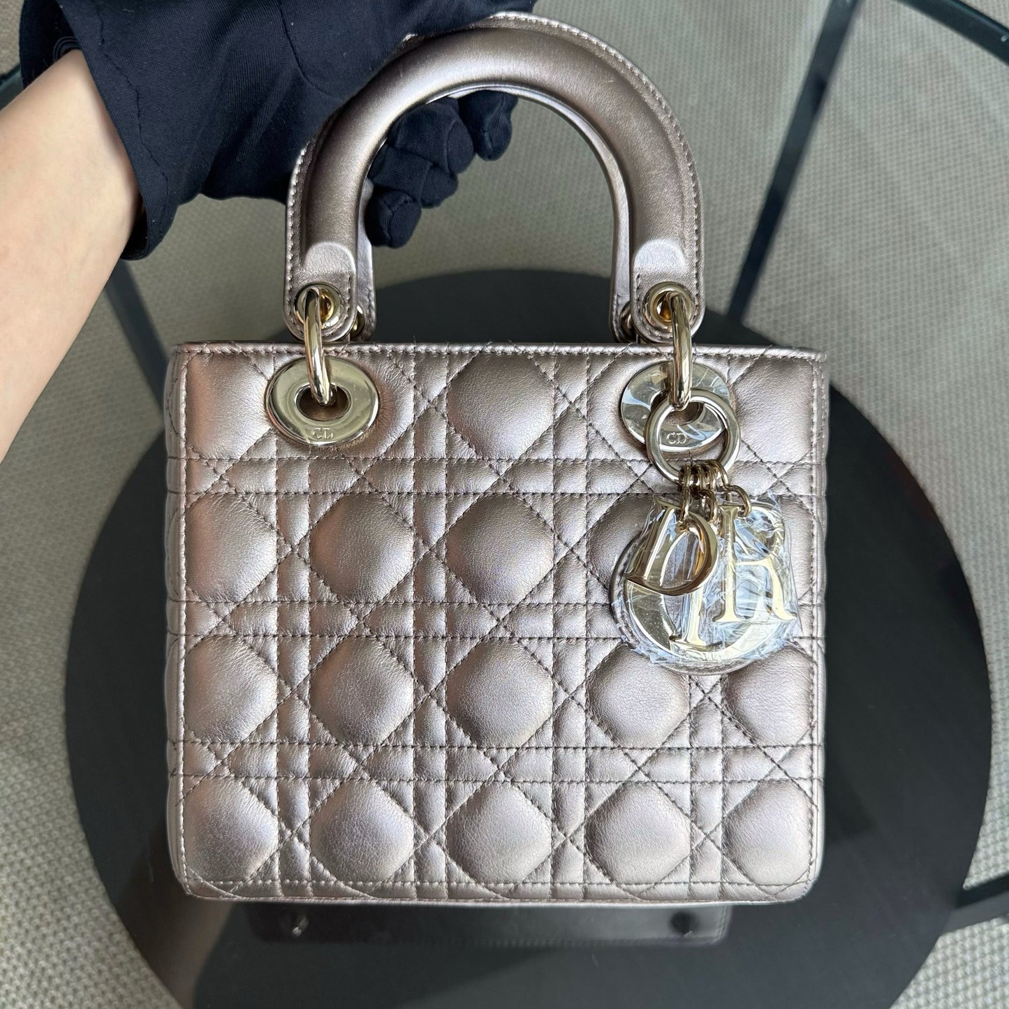 Dior Lady Small Flap ABC - Cannage Calfskin Rose Gold Metallic Gold Hardware MyABC